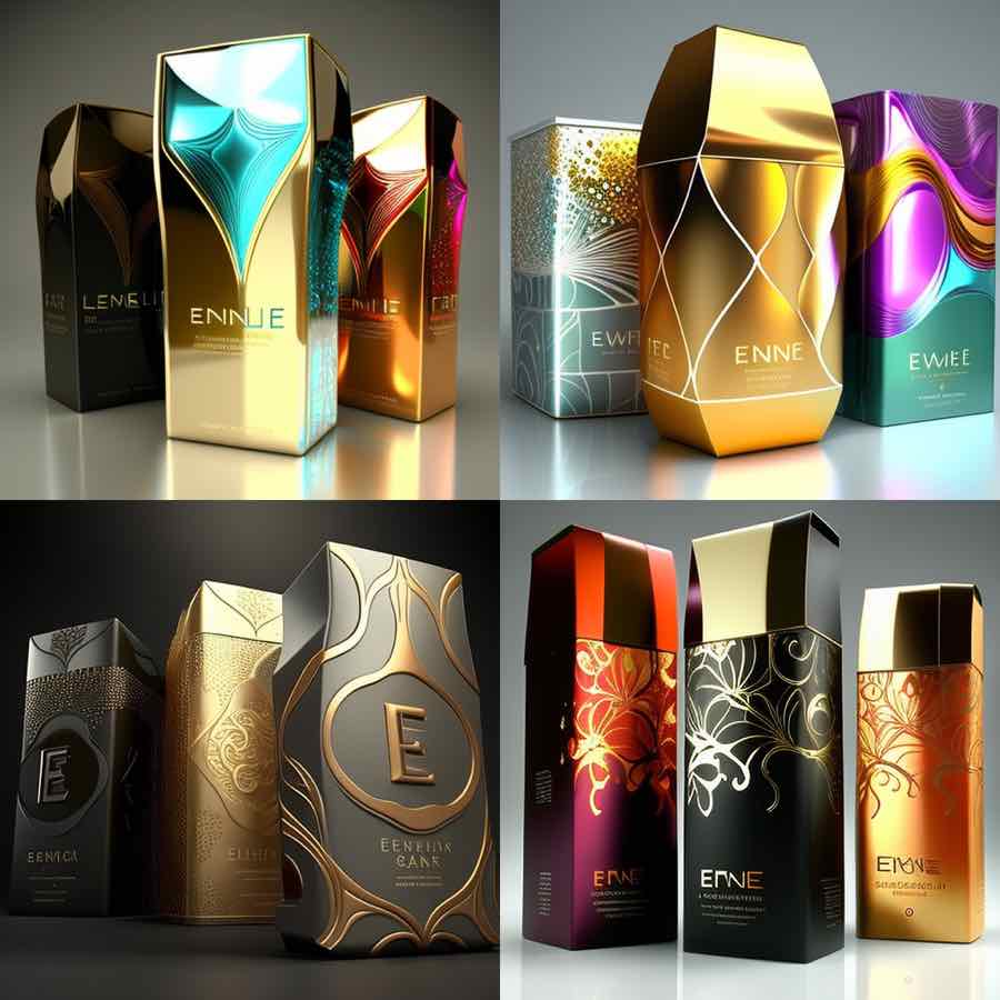 Luxury cartons with gold foil, embossing and glossy spot-UV embellished patterns
